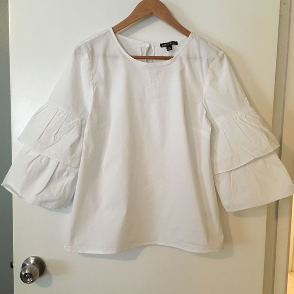 J. Crew Factory Tops - J Crew Mercantile White Bell Sleeve Shirt